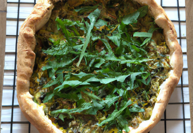 Tarte à la roquette et aux pignons