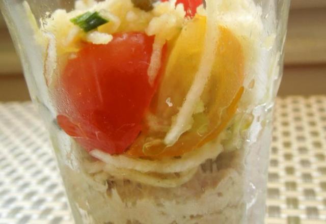 Verrine de rillette de maquereau et sa salade pomme - céleri