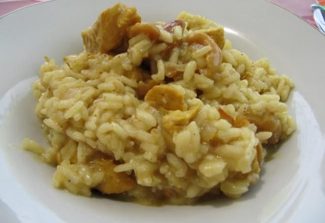 Escalopes de dinde au curry façon risotto