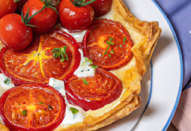 Tarte feuilletée tomates et roquefort