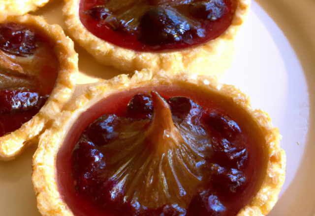 Tartelettes aux poires, frangipane et confiture de cerise noire