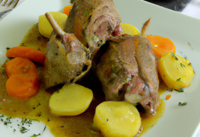 Râble de lapin farci à l'échalote sauce moutarde