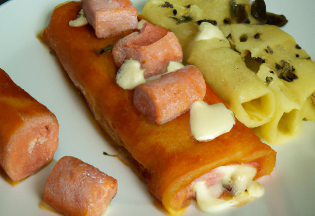 Choucroute de saumon et ses cannellonis à la choucroute et crème de lard fumé