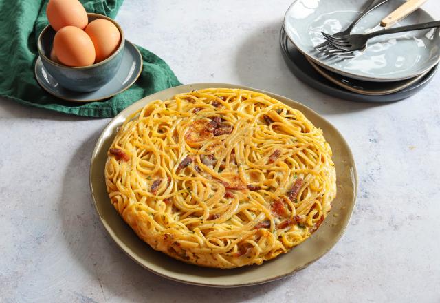 Frittata de pâtes façon carbonara