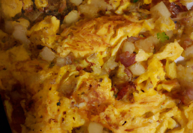 Omelette à la paysanne avec lardons et pommes de terre