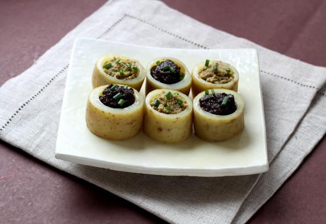 Bouchons de pommes de terre primeur à la tapenade