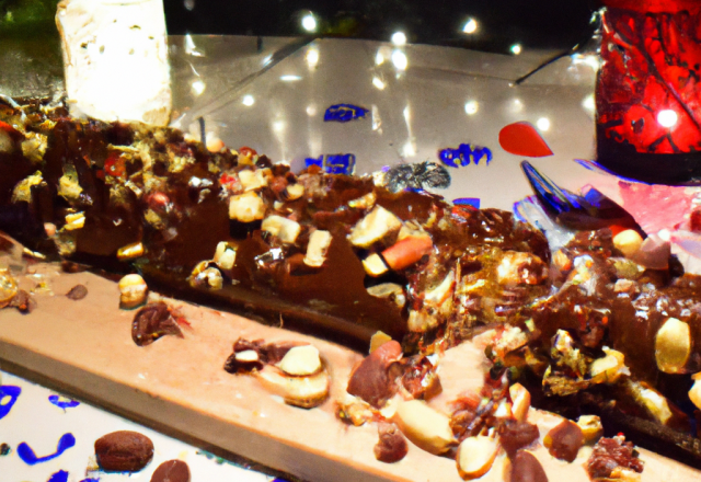 Bûche de Noël aux cacahuètes et pépites de chocolat