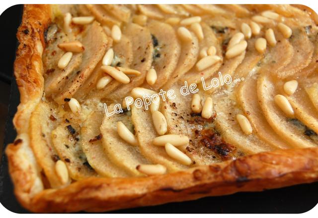 Tarte roquefort, poires, miel