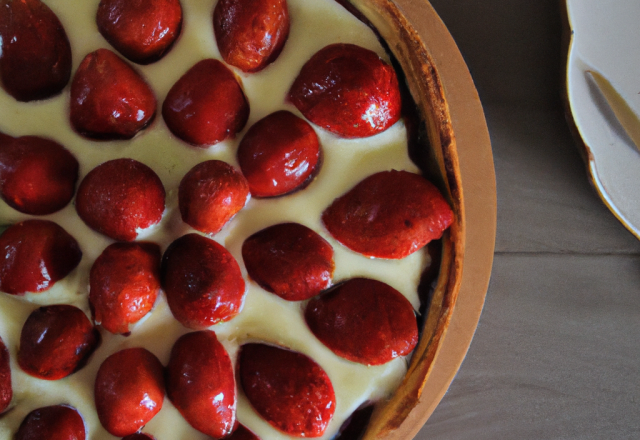 Tarte au chocolat blanc et fraises