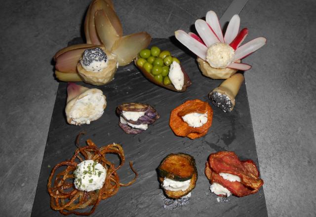 Assiette fromagère aux différents légumes