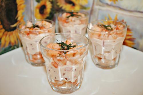 Verrines crevettes sauce cocktail