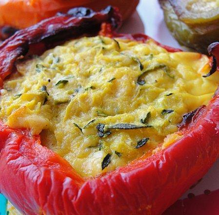 Poivrons farçis au clafoutis de courgettes