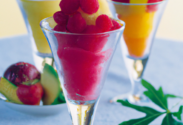 Sorbet aux fruits comme un cocktail