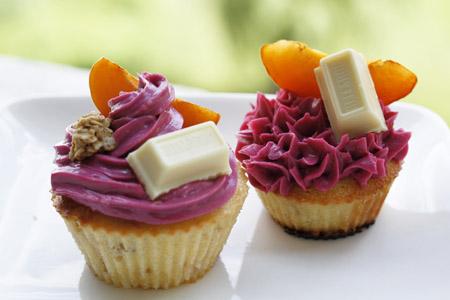 Cupcakes à l'abricot, muesli au sirop d'érable et chocolat blanc