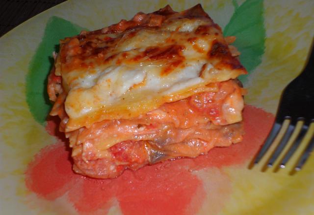 Lasagnes au saumon fumé et champignons