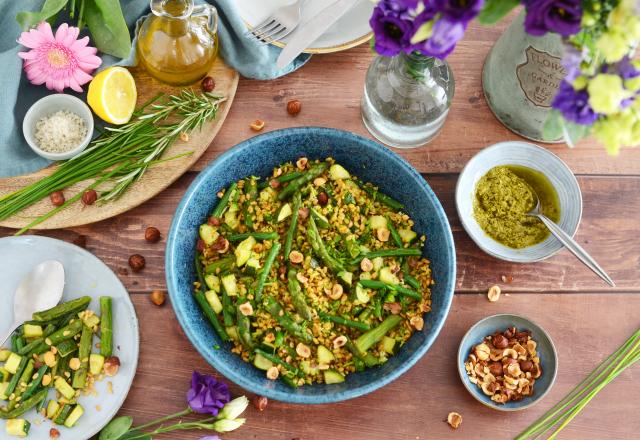 Salade de Petit Épeautre du Velay aux légumes d’été, vinaigrette au pesto