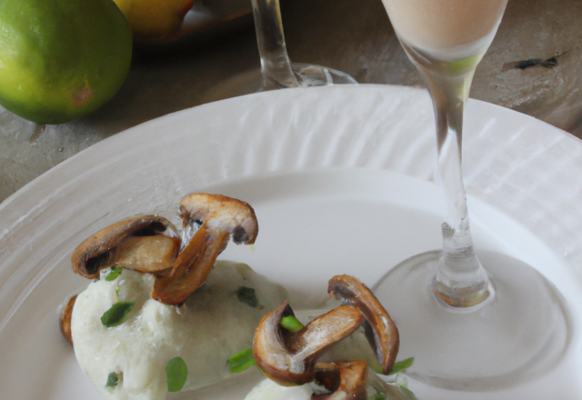 Sorbet aux champignons et citron vert à la vodka