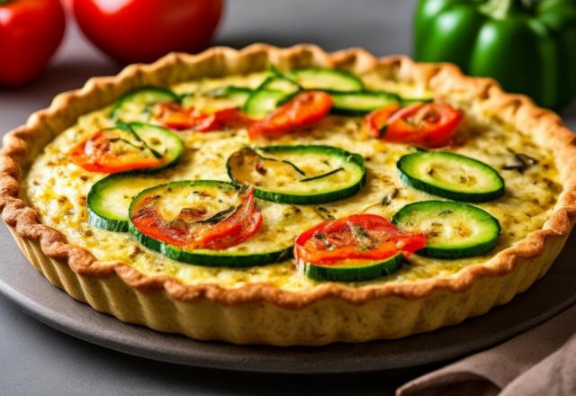 Quiche à la courgette, aux tomates et oignon