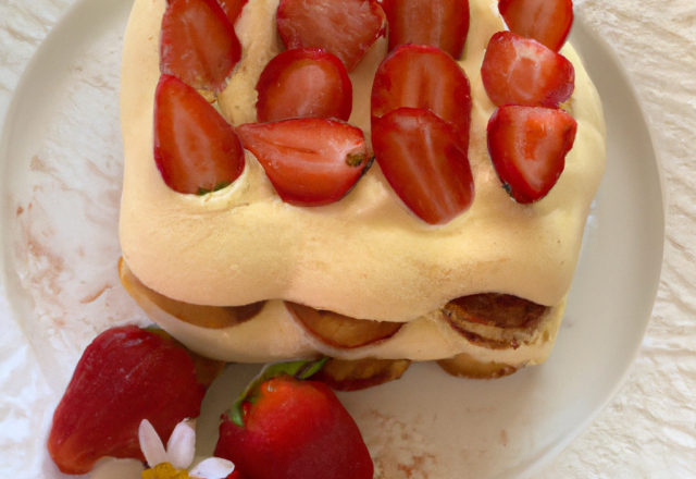 Tiramisu aux fraises et crème fleurette