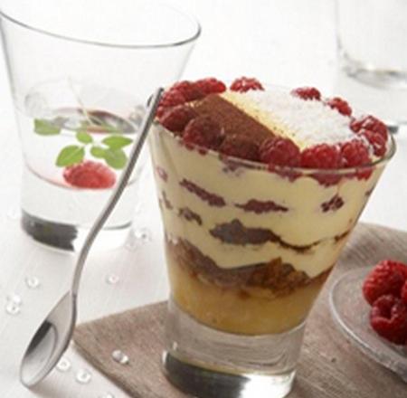 Tiramisu à la compotée d'ananas, framboises et saveur chicorée