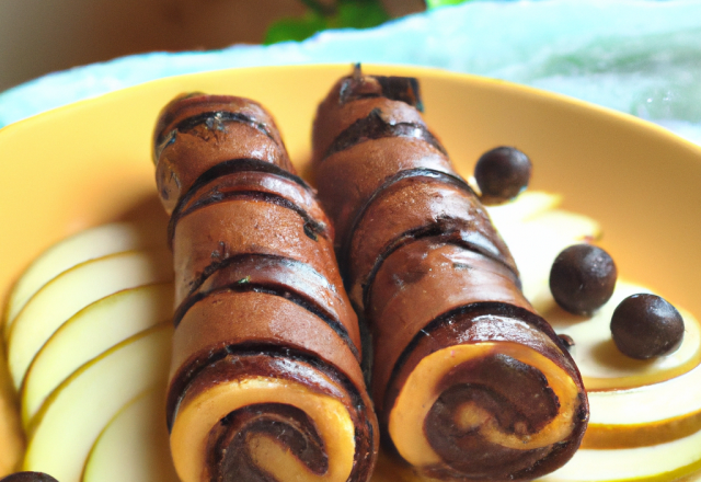 Roulé de poires aux pépites de chocolat