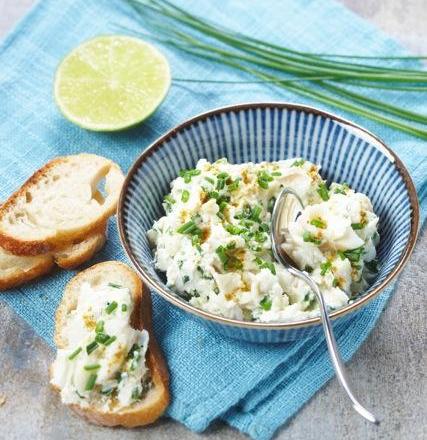 Rillettes de merlu au fromage frais, citron vert et ciboulette