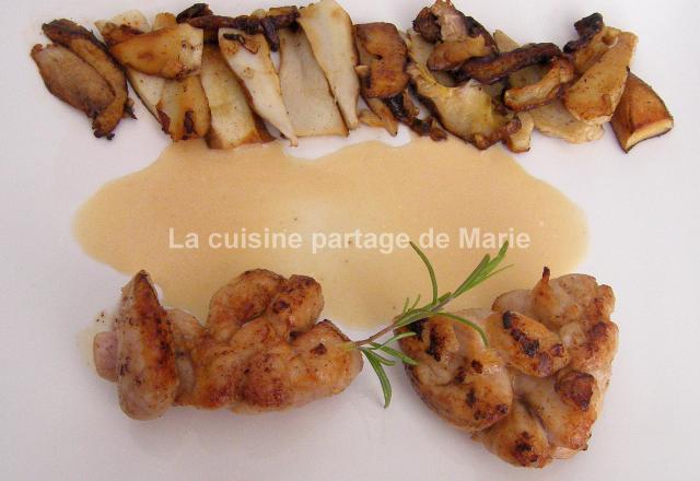 Cassolette de Ris de veau poêlés aux cèpes e