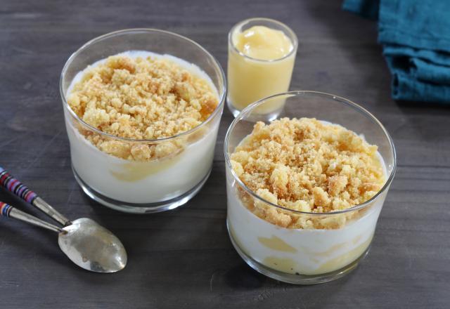 Petits pots de crème au citron, topping crumble