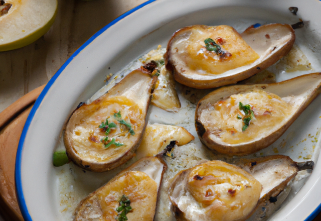 Poires comice gratinées au Roquefort