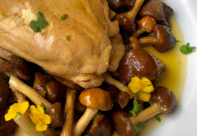 Poularde au vin jaune et aux morilles