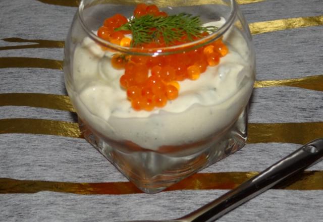 Verrine de mascarpone aux 2 saumons