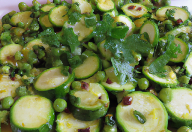 Courgettes aux petits pois et à la coriande