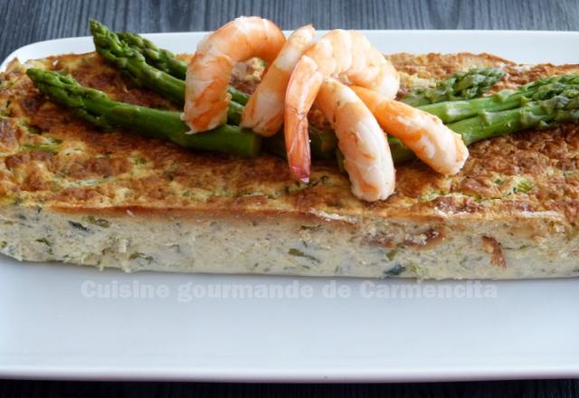 Terrine d’asperges vertes aux gambas et crabe