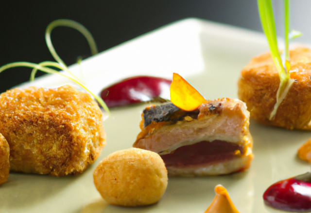 Les bonbons de foie gras de canard et pommes croustillantes