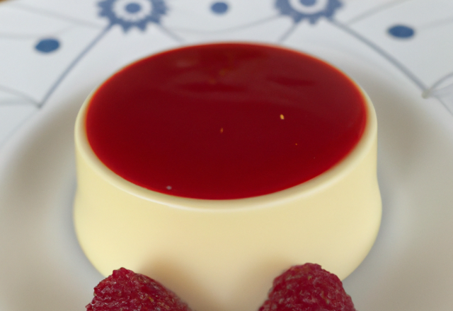 Pana cotta au citron, cœur coulant framboise