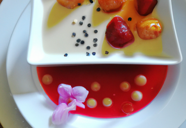 Perles du Japon vanillées et coulis de fraises