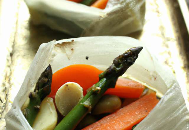 Papillote de sandre aux petits légumes