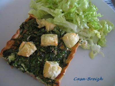 Tarte aux herbes et échalotes confites