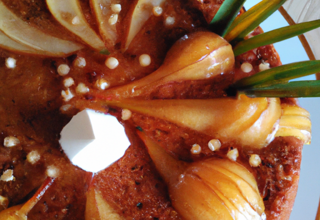 Gâteau aux poires caramélisées et aux flocons d'avoines