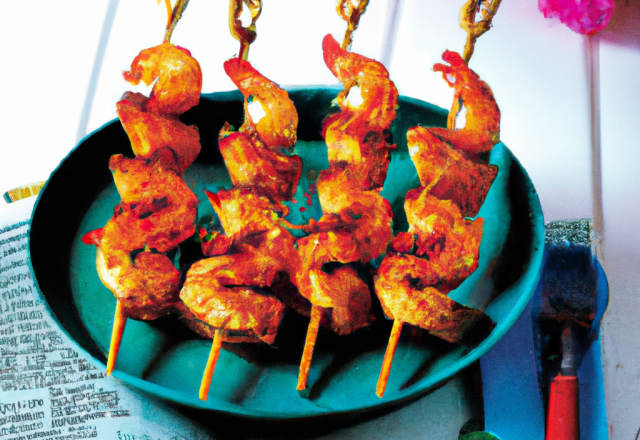 Brochettes exotiques croustillantes aux crevettes