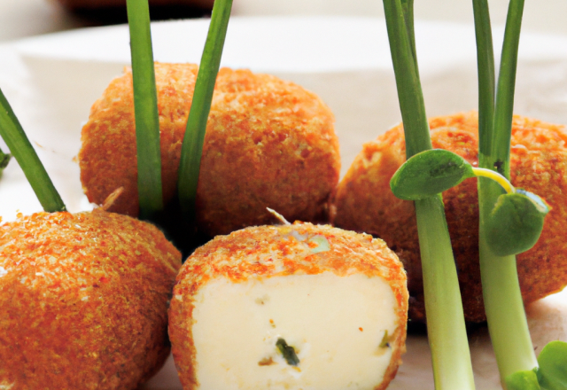 Croquette de brie et pousses de poireaux