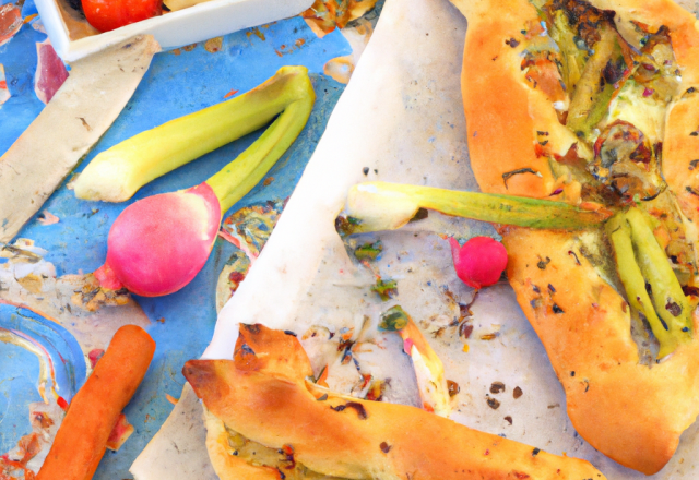 Apéritif provençale printanier : Fougasse et légumes croquants