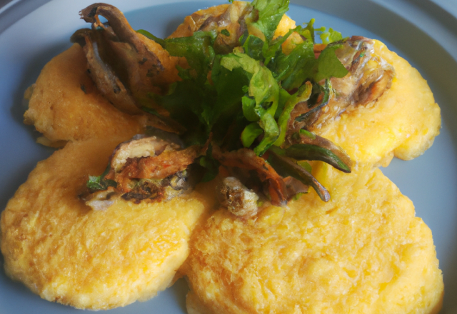 Huîtres pochées à la polenta