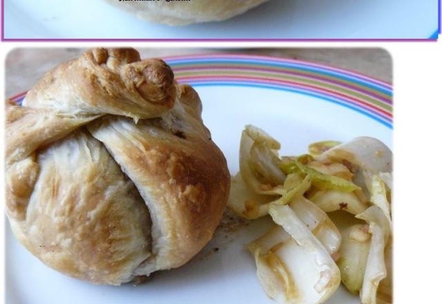 Feuilleté pomme et Roquefort sur salade d'endives