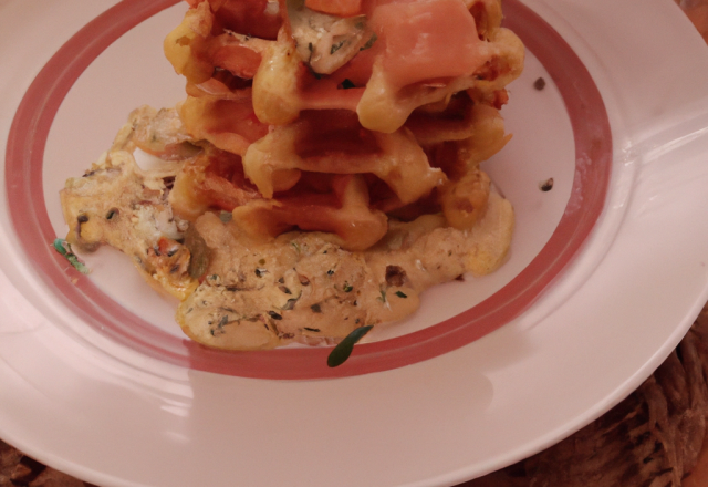 Gaufre de pomme de terre au saumon fumé, crème d'Isigny acidulée