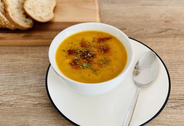 Potage carotte, courge musquée et lentilles corail