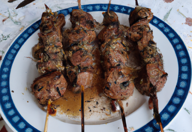 Brochettes de filet mignon relevé à l'ail et au poivre