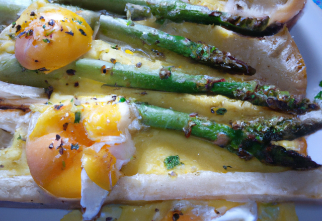 Œufs brouillés aux asperges et mouillettes de pain