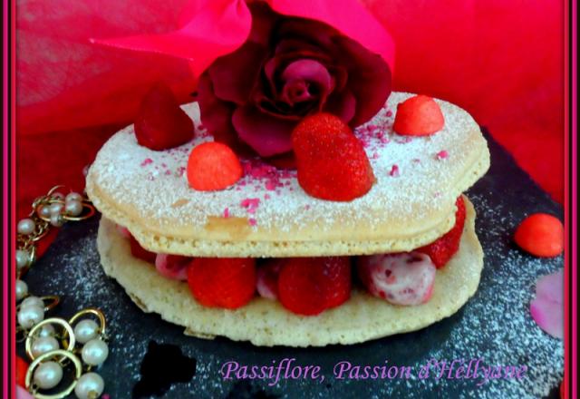 Macaron géant à la mousseline à la fraise