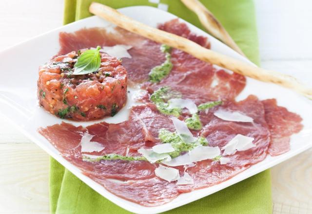 Carpaccio d'agneau au basilic et citron vert